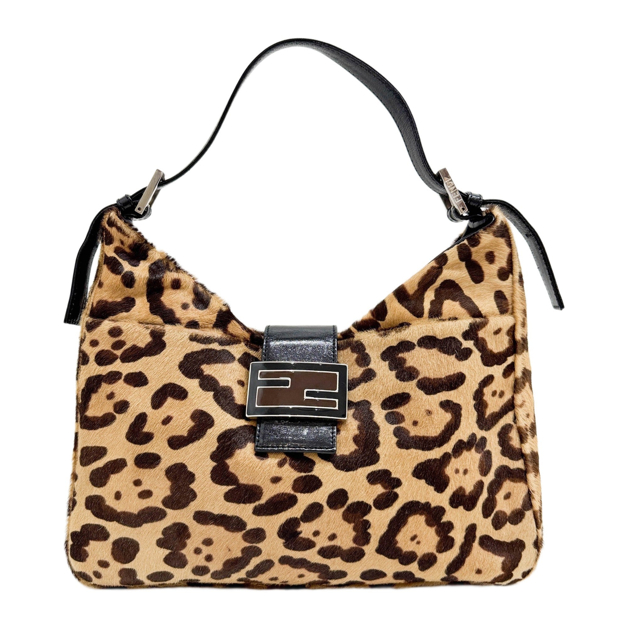 Brown Leopard Print Pony Hair Shoulder Bag