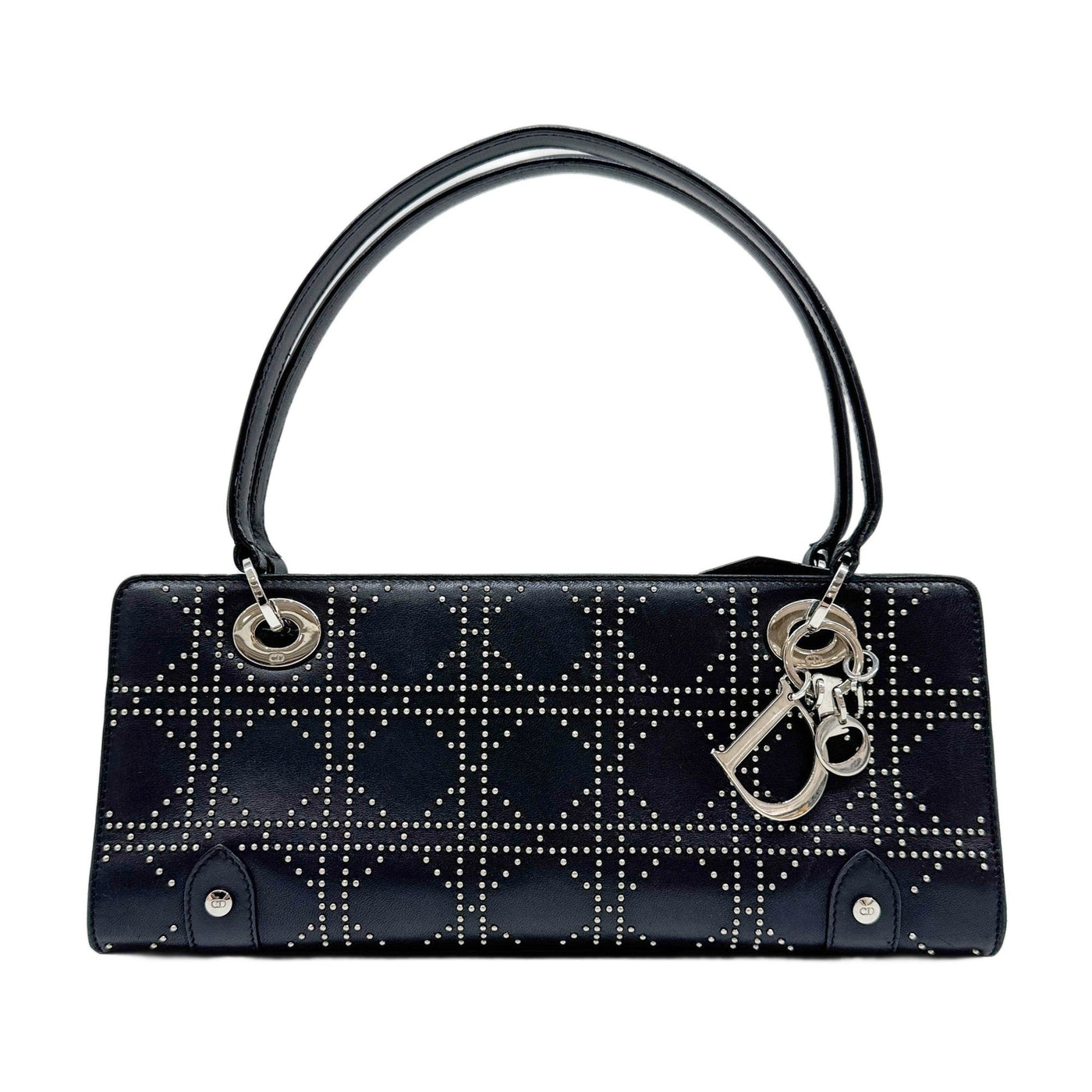 Lady Dior Black with Silver Studs Shoulder Bag