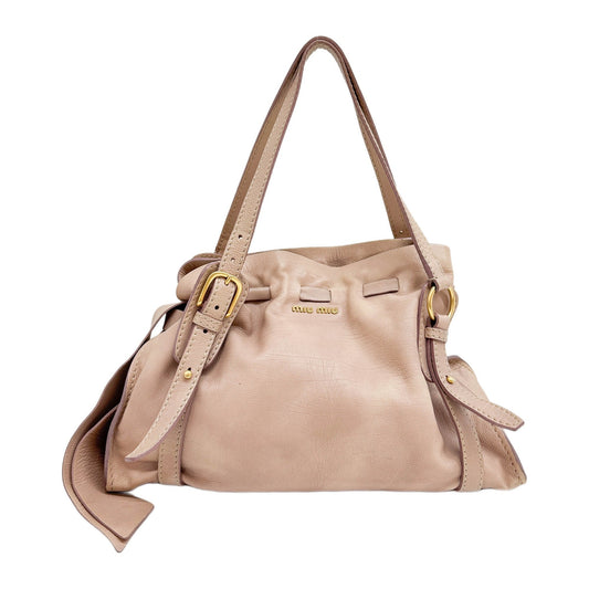 Vitello Lux Bow Pink Leather Shoulder Bag