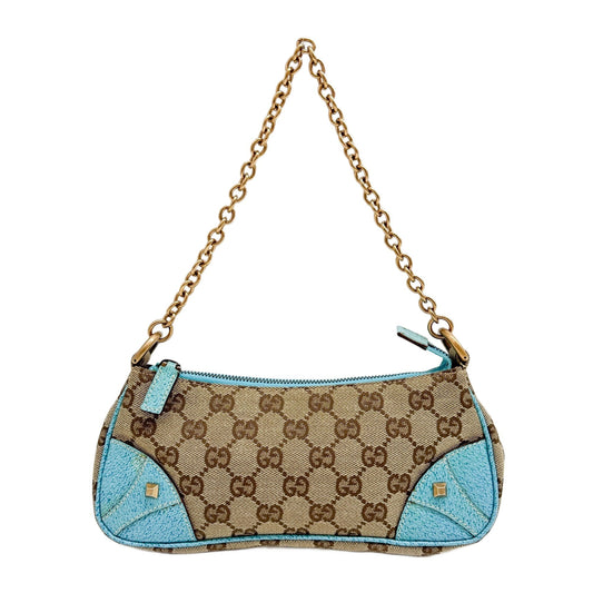 Nailhead Blue GG Canvas Chain Shoulder Bag