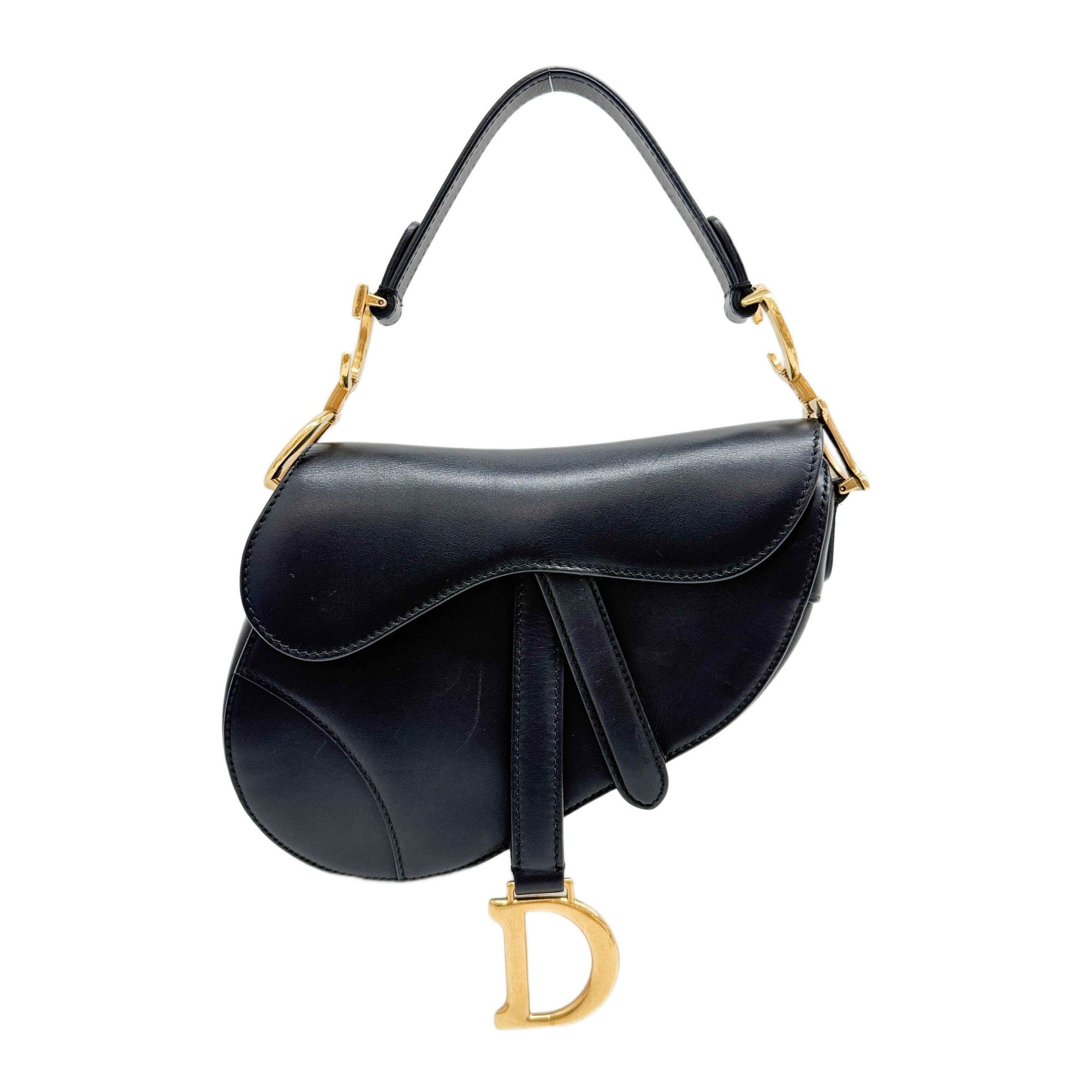 Mini Saddle Black Leather Shoulder Bag