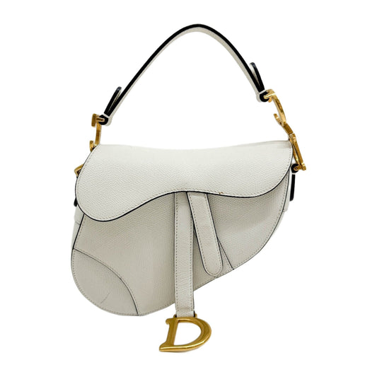 Mini Saddle White Leather Shoulder Bag