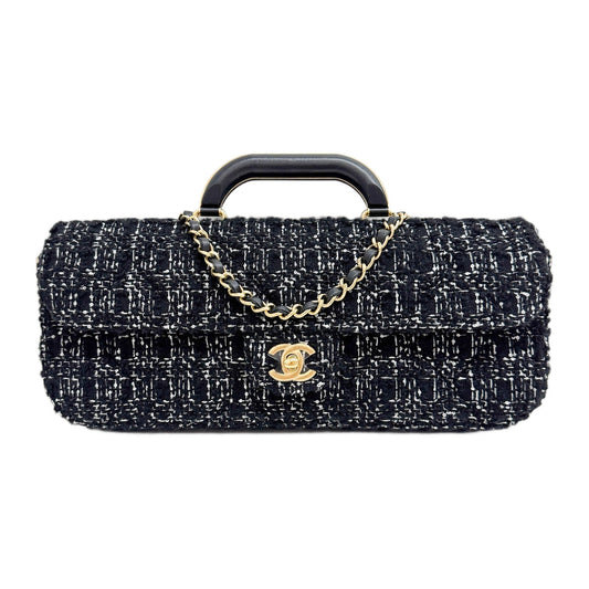 Classic Long Flap 2021-2026 Black Tweed Two Way Bag
