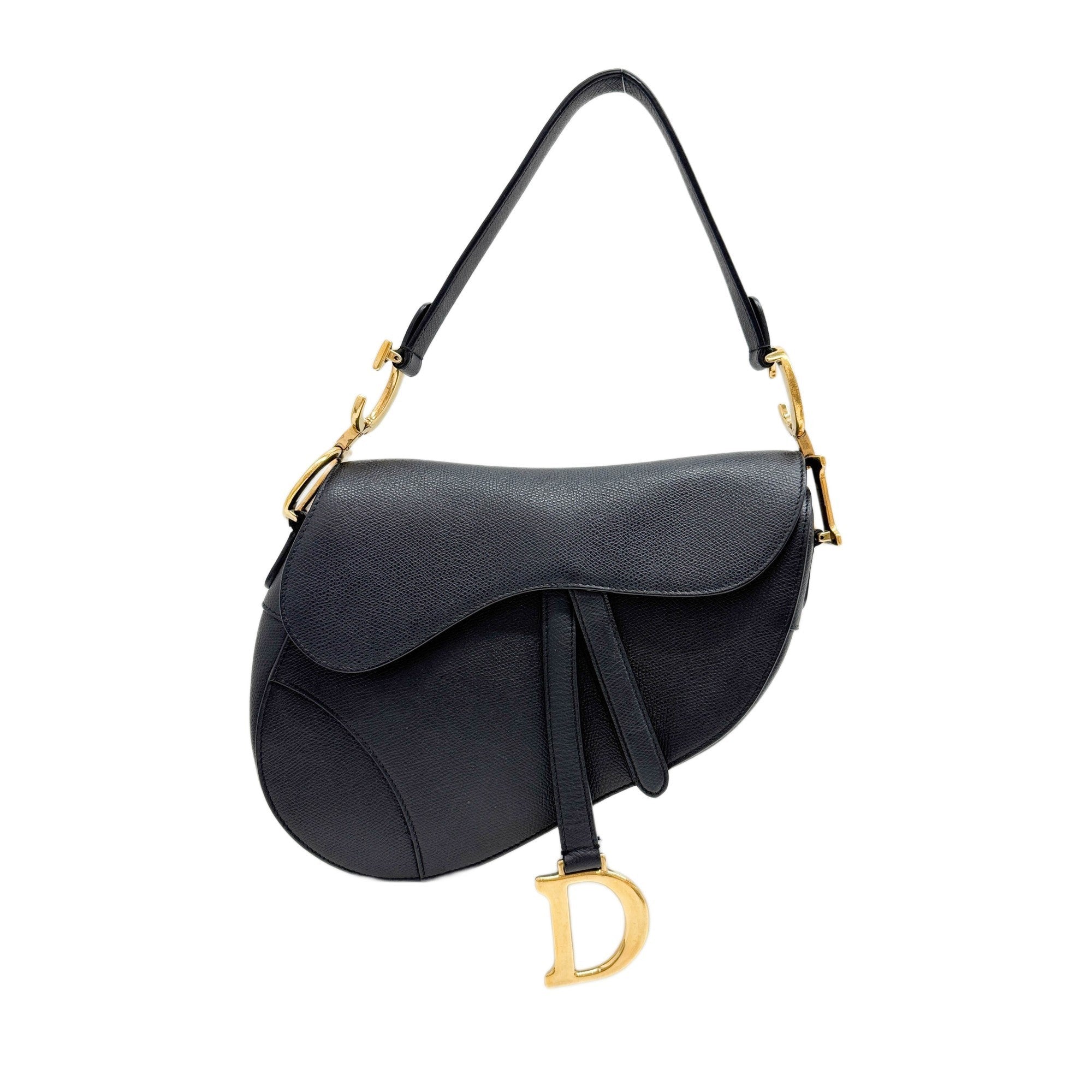 Saddle Black Leather Two Way Bag