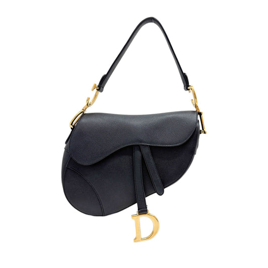 Saddle Black Leather Two Way Bag