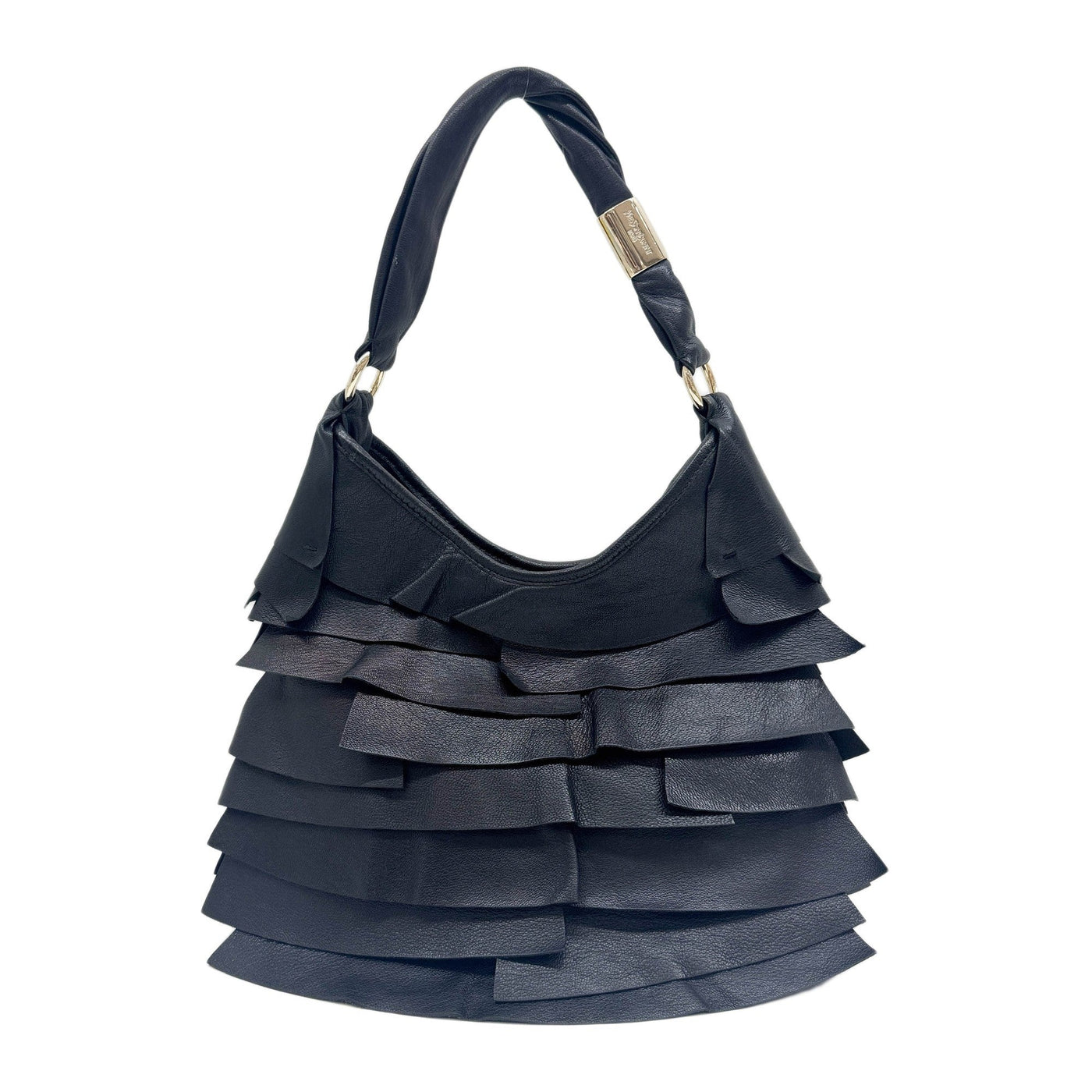 Saint Tropez Black Leather Shoulder Bag