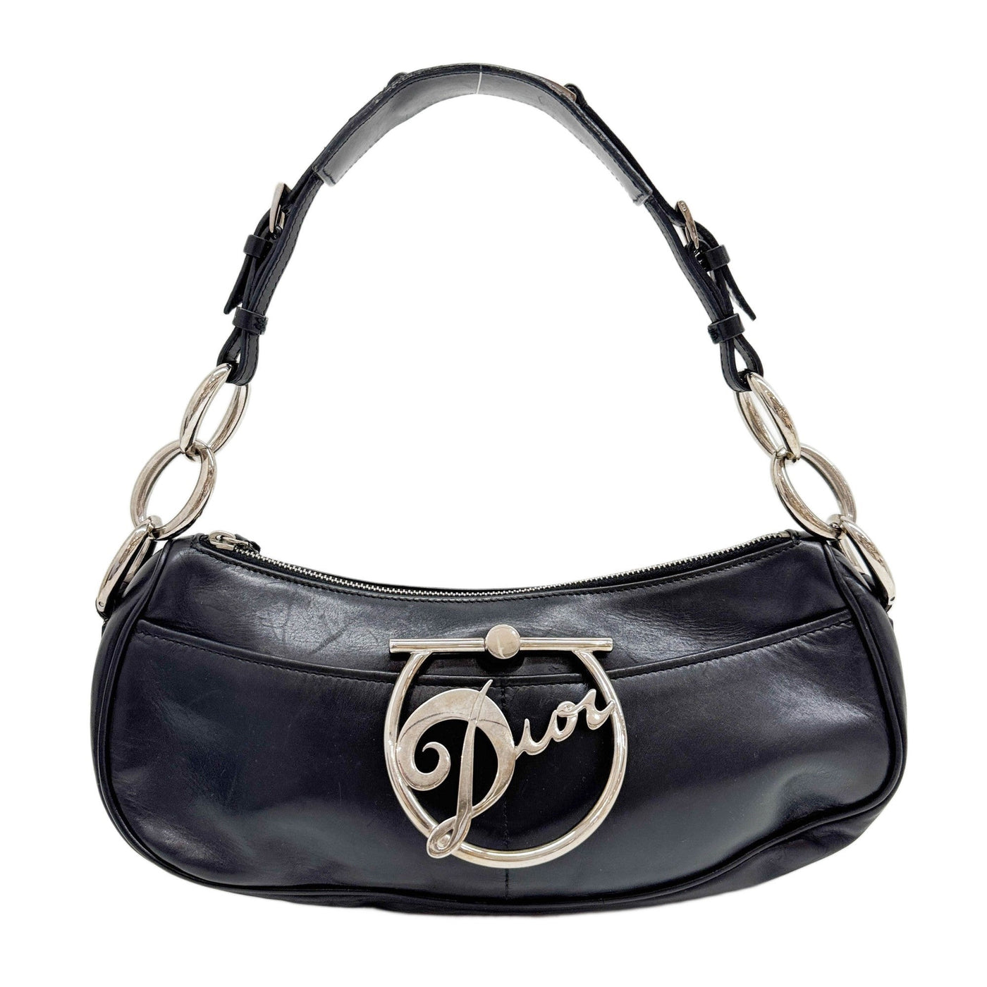 Diva Black Leather Shoulder Bag