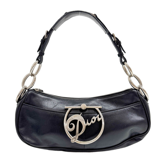Diva Black Leather Shoulder Bag