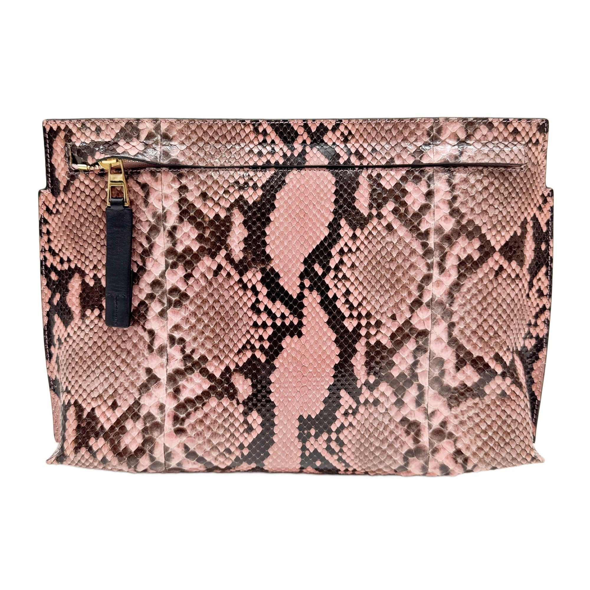 Pink and Brown Python Clutch Bag