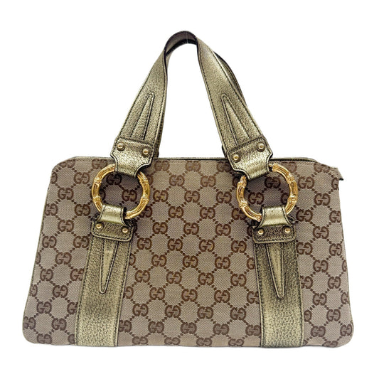 Bamboo Ring Brown GG Canvas Hand Bag