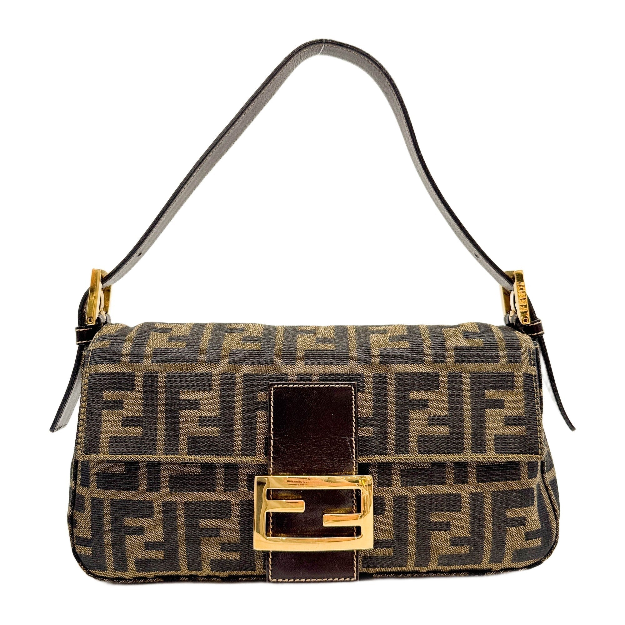 Baguette Brown Zucca Canvas Shoulder Bag