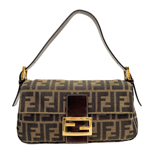 Baguette Brown Zucca Canvas Shoulder Bag