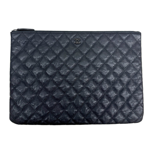 O'case 2017-2018 Matelasse Black Leather Clutch Bag