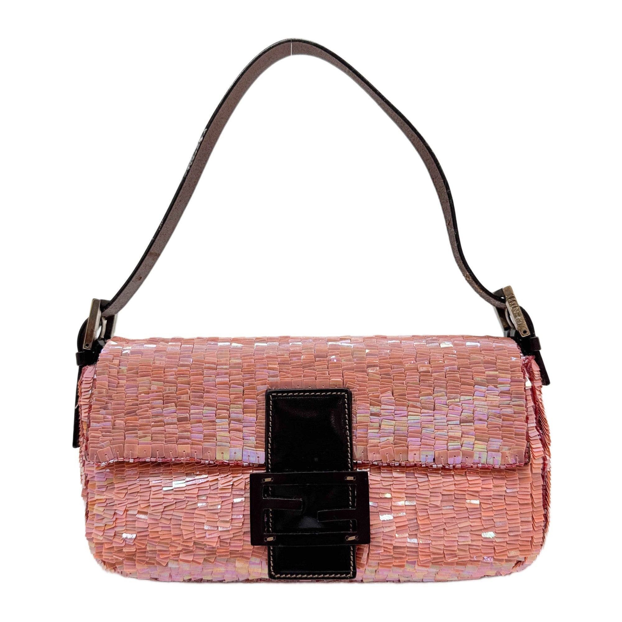 Baguette Rosy Pink Sequin Shoulder Bag