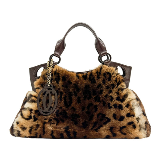 Marcello Brown Cheetah Print Pony Hair Hand Bag