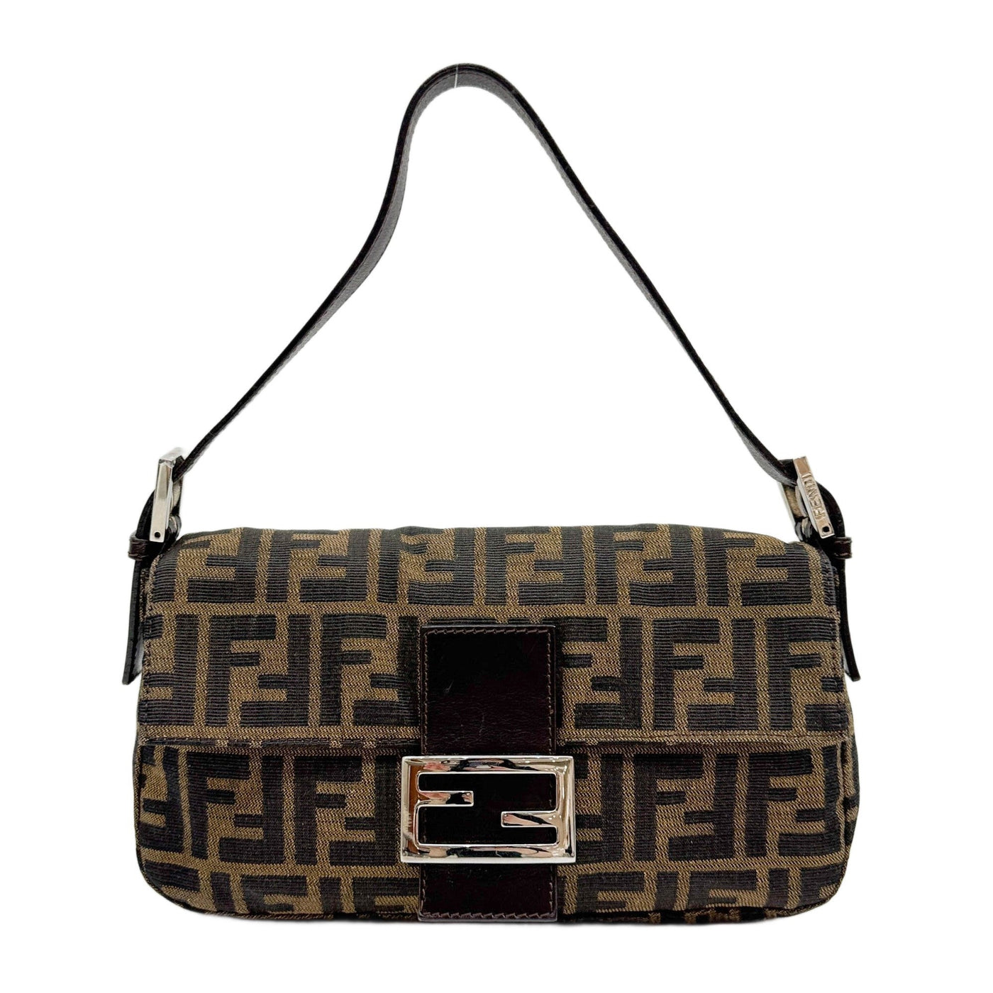Baguette Brown Zucca Canvas Shoulder Bag