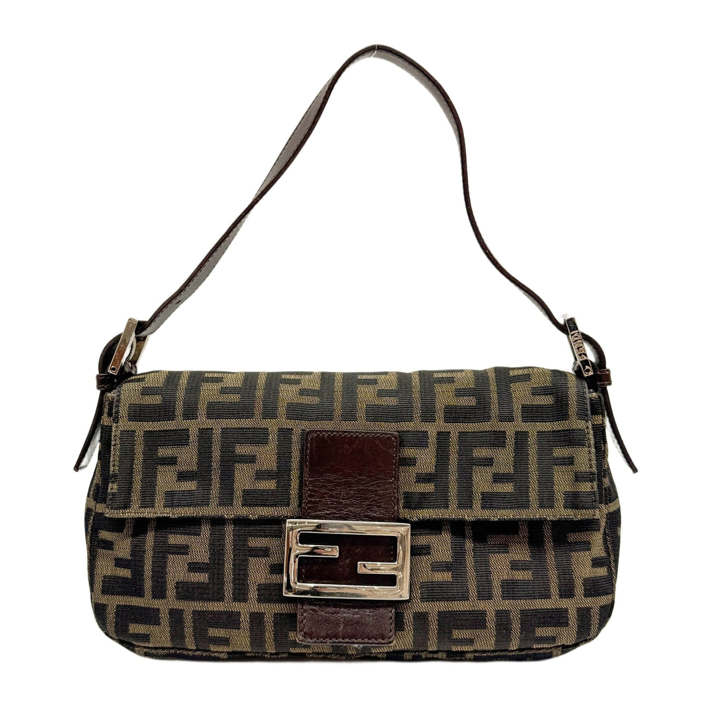 Baguette Brown Zucca Canvas Shoulder Bag