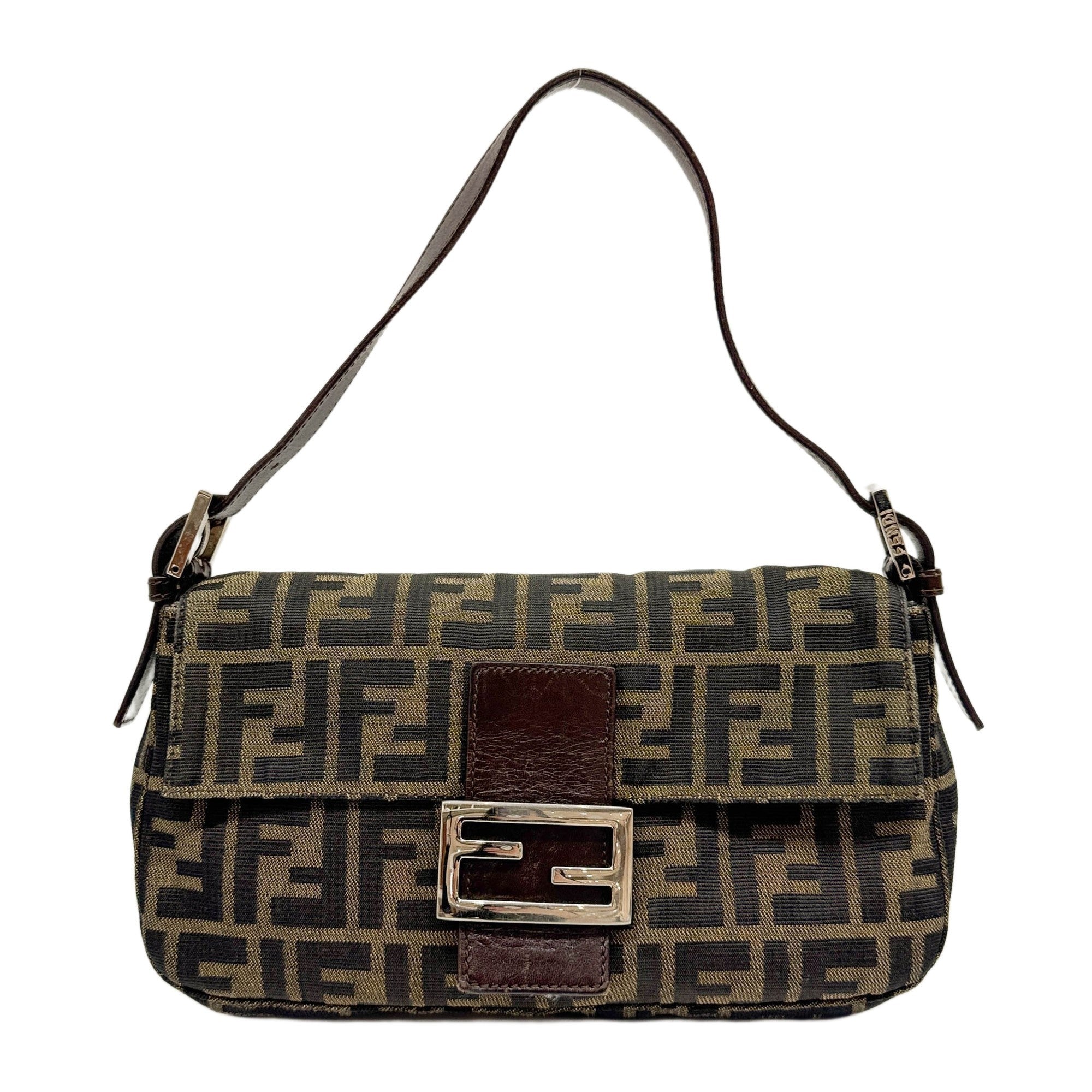 Baguette Brown Zucca Canvas Shoulder Bag