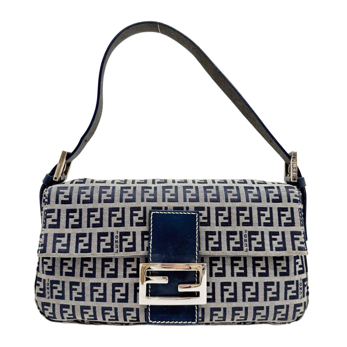 Baguette Zucchino Blue Canvas Shoulder Bag