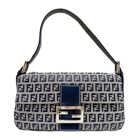 Baguette Zucchino Blue Canvas Shoulder Bag