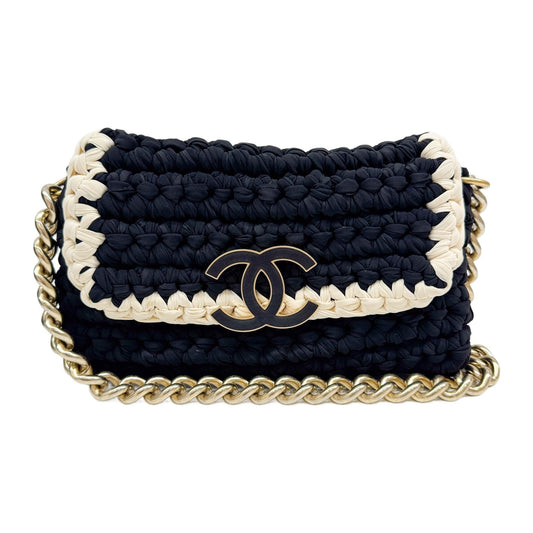 Crochet Flap 2013-2014 Black Cotton Shoulder Bag