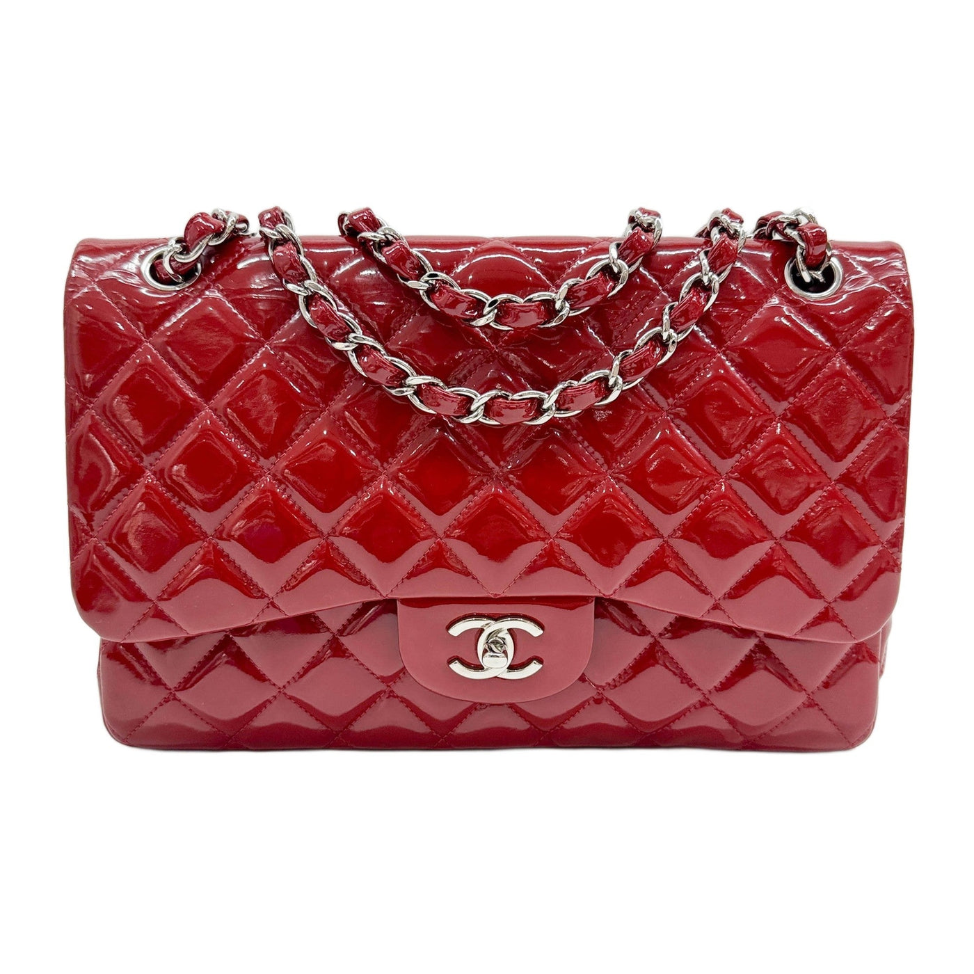 Jumbo Classic Double Flap 2010-2011 Red Patent Leather Shoulder Bag