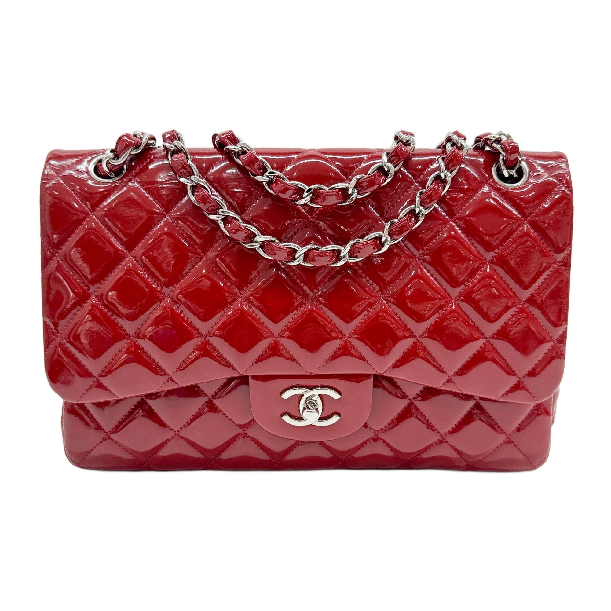 Jumbo Classic Double Flap 2010-2011 Red Patent Leather Shoulder Bag