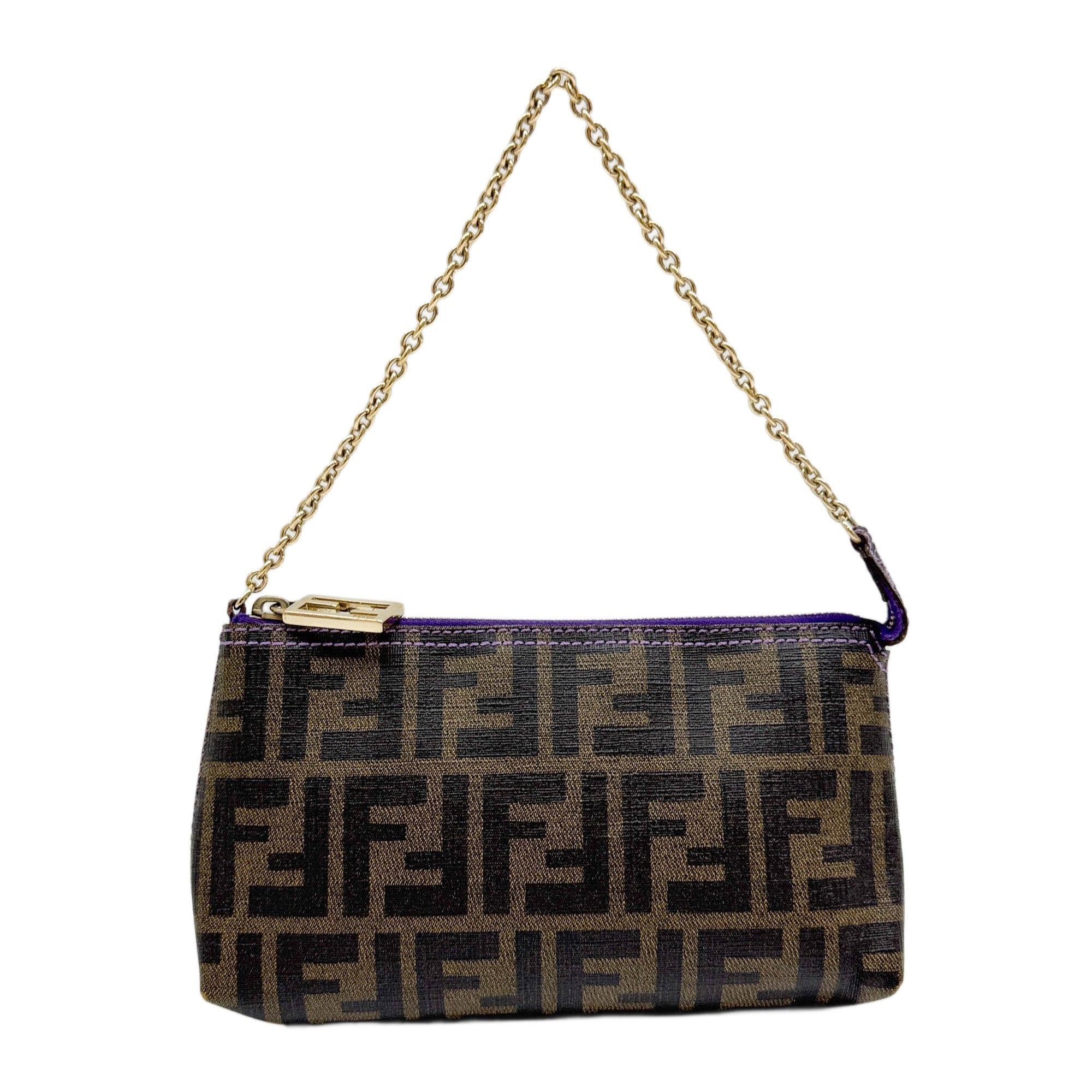 Brown Zucca Canvas Chain Shoulder Bag