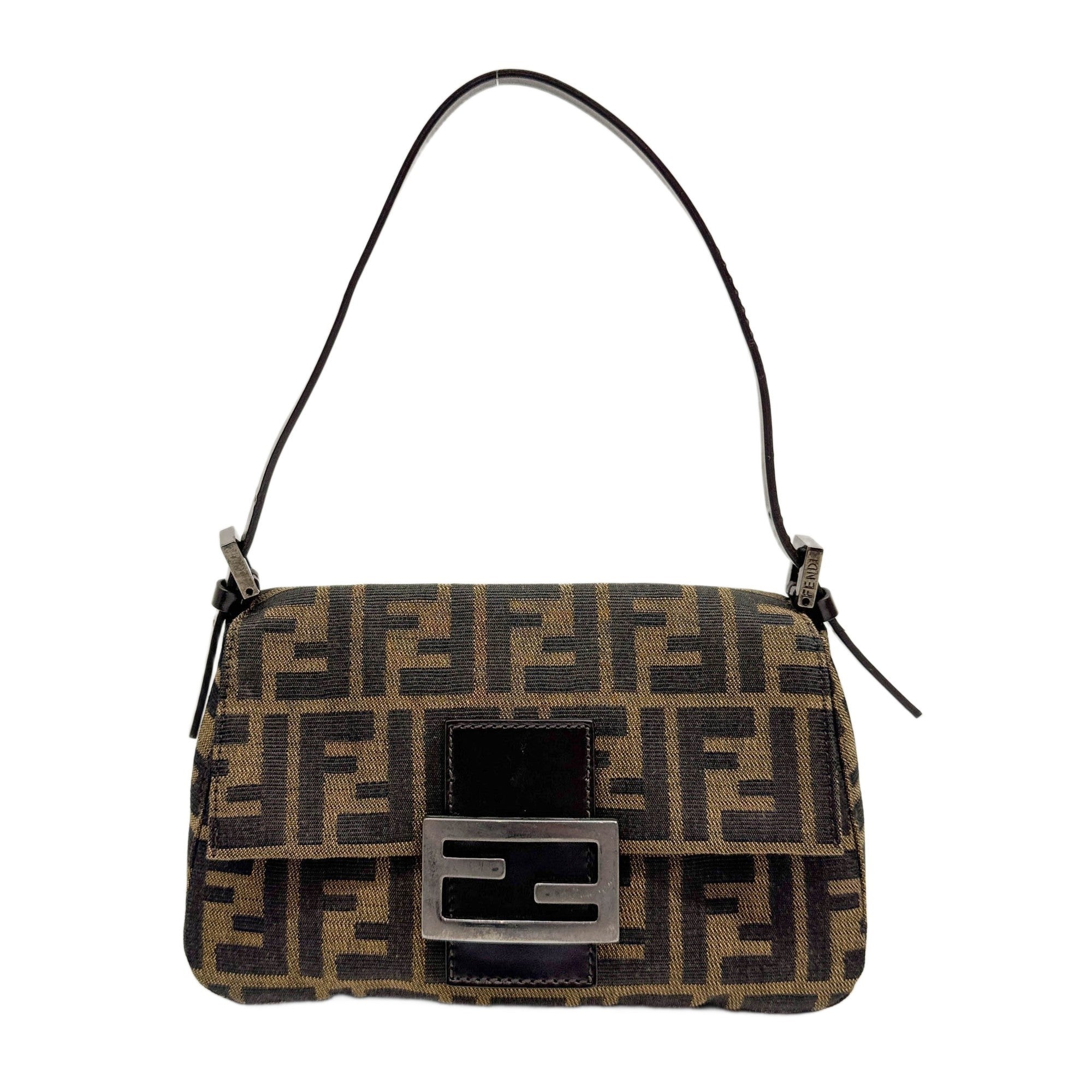 Mini Mamma Baguette Brown Zucca Canvas Shoulder Bag