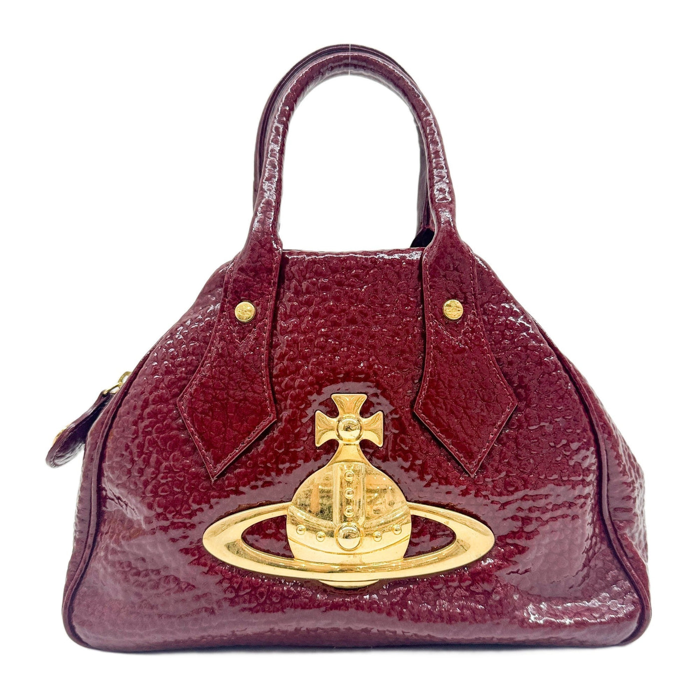 Yasmine Burgundy Croc-Embossed Patent Leather Hand Bag