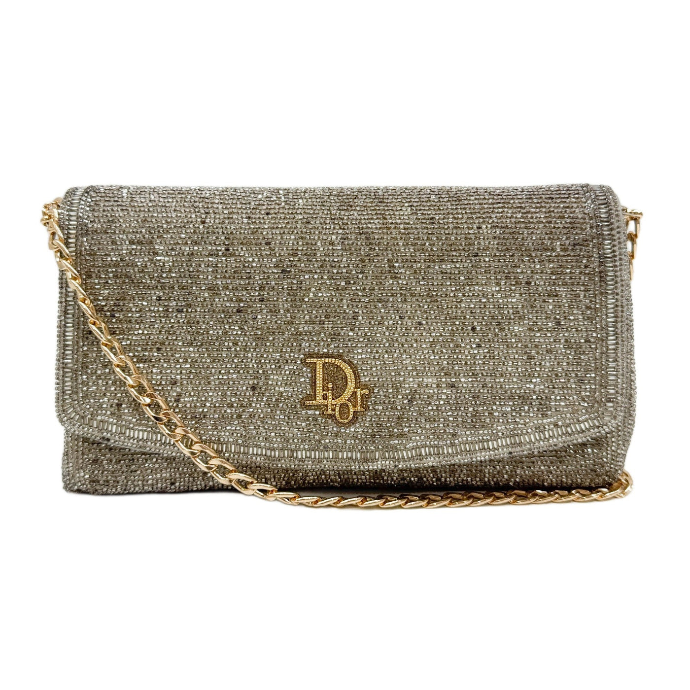 Silver Beaded Chain Shoulder Bag