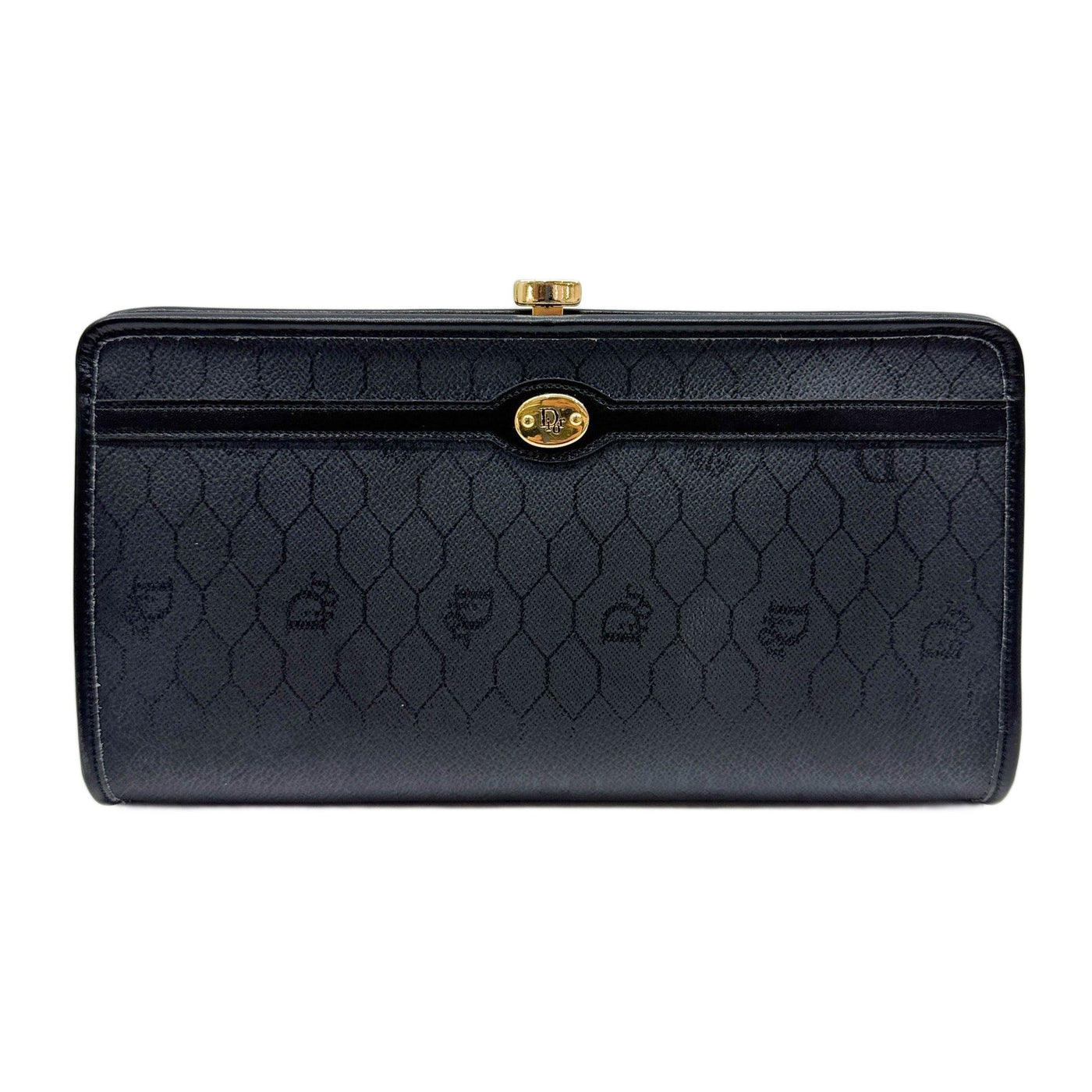 Black Honeycomb Canvas Clutch Bag