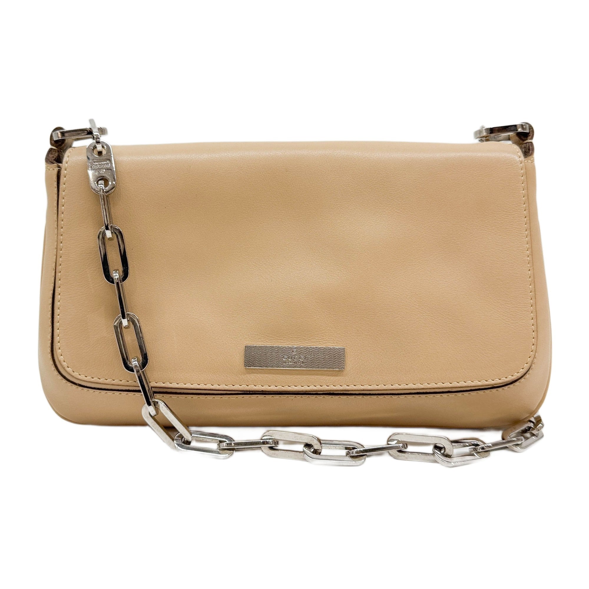 Beige Leather Shoulder Bag