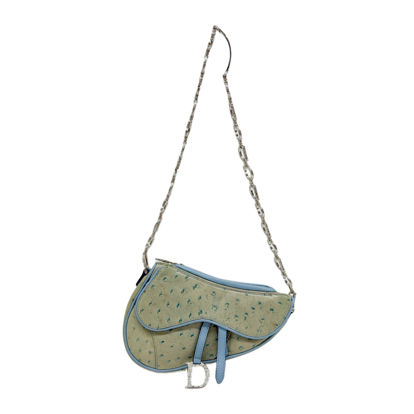 Mini Saddle Green Ostrich Leather Shoulder Bag