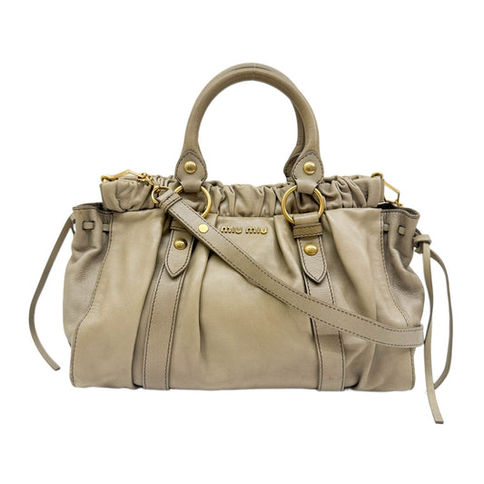 Vitello Beige Leather Two Way Bag