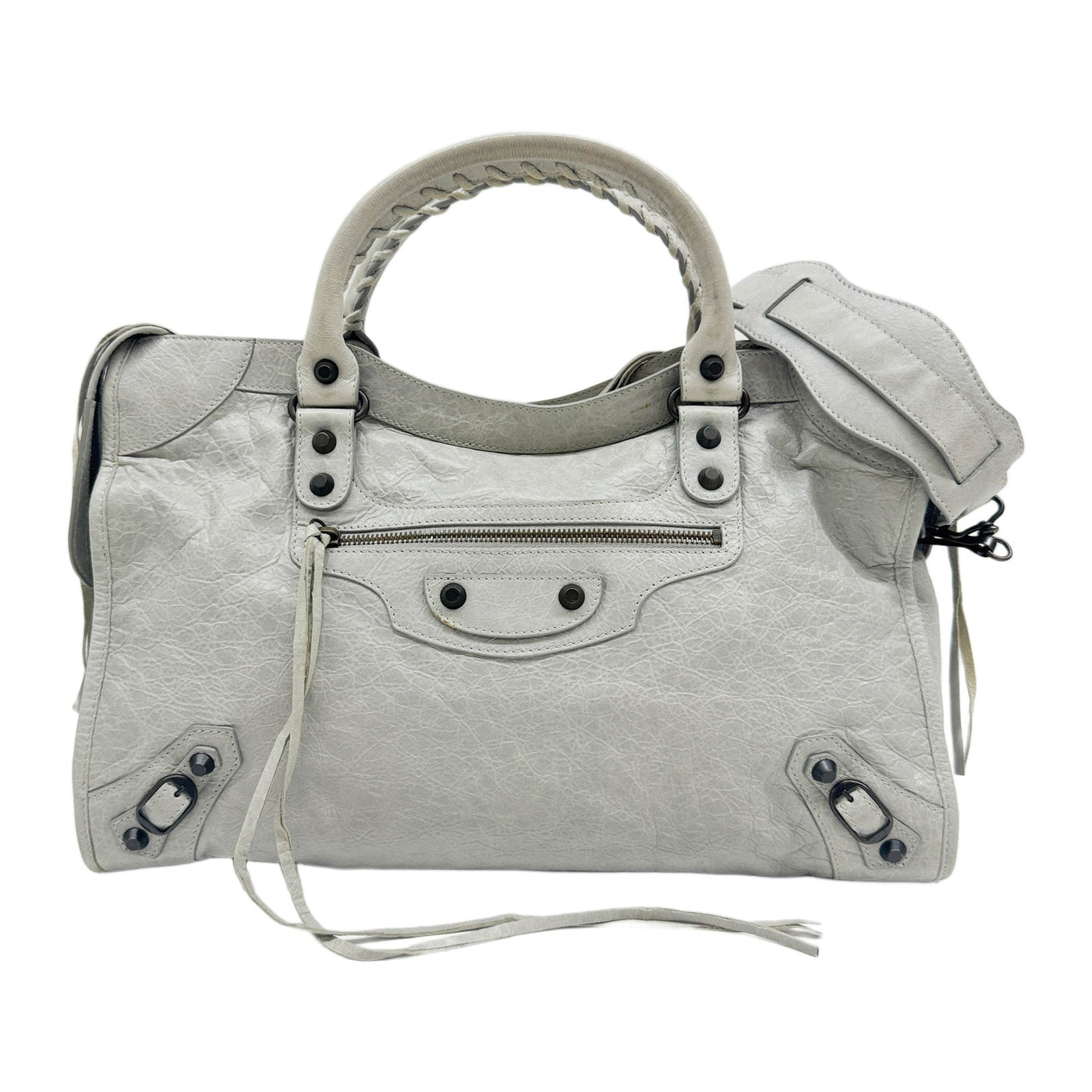 The City Gray Leather Two Way Bag