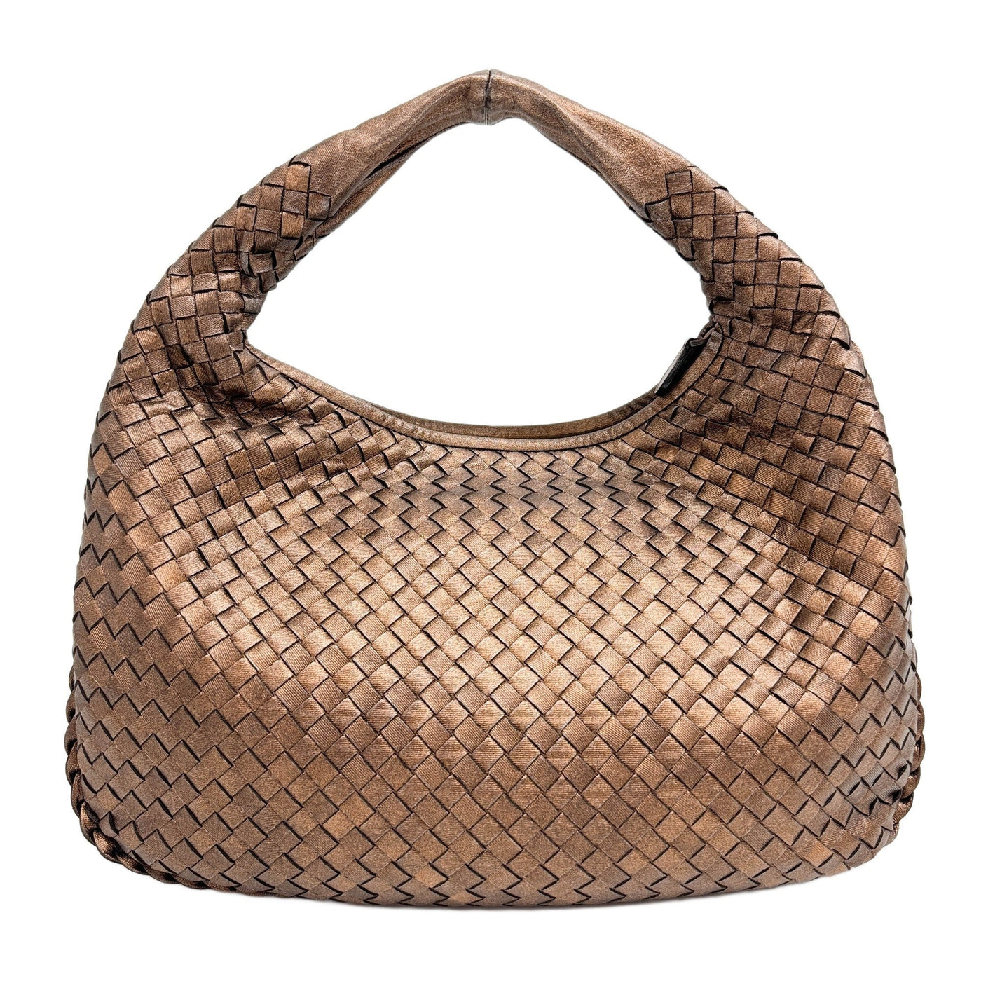 Intrecciato Metalic Bronze Leather Shoulder Bag