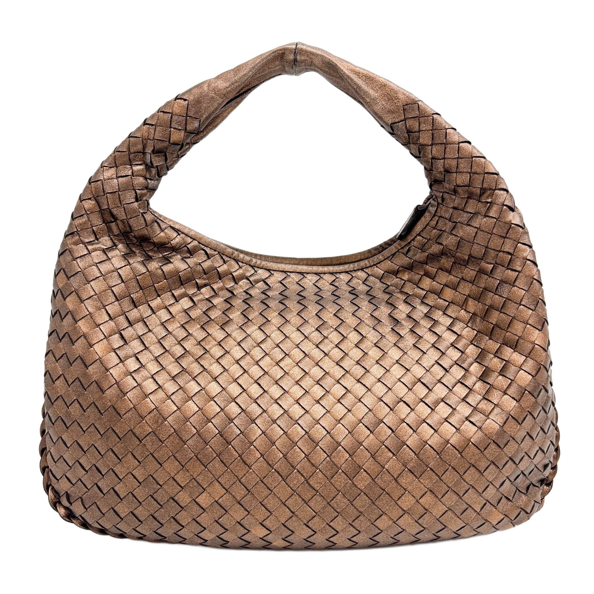 Intrecciato Metalic Bronze Leather Shoulder Bag