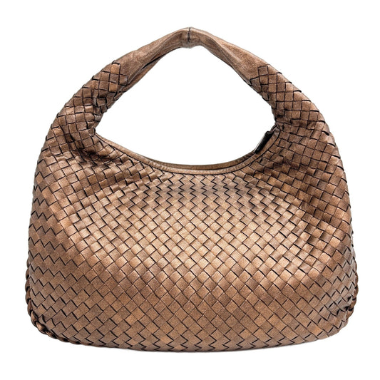Intrecciato Metalic Bronze Leather Shoulder Bag