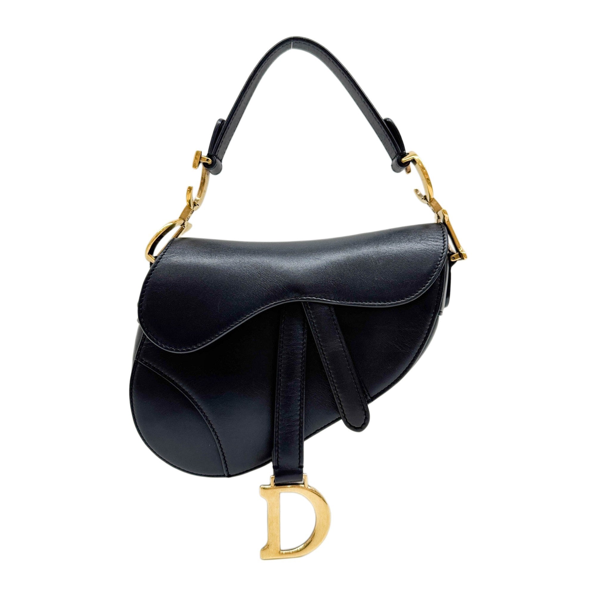 Mini Saddle Black Leather Shoulder Bag