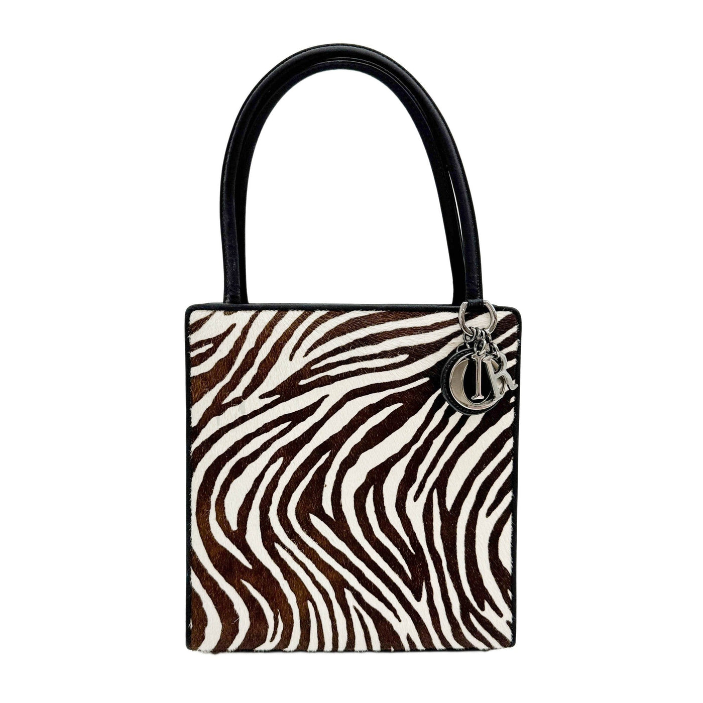 Brown Zebra Print Pony Hair Tote Bag