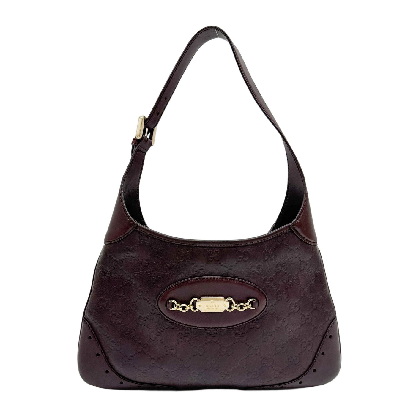 Guccissima Punch Hobo Brown Monogram Leather Shoulder Bag