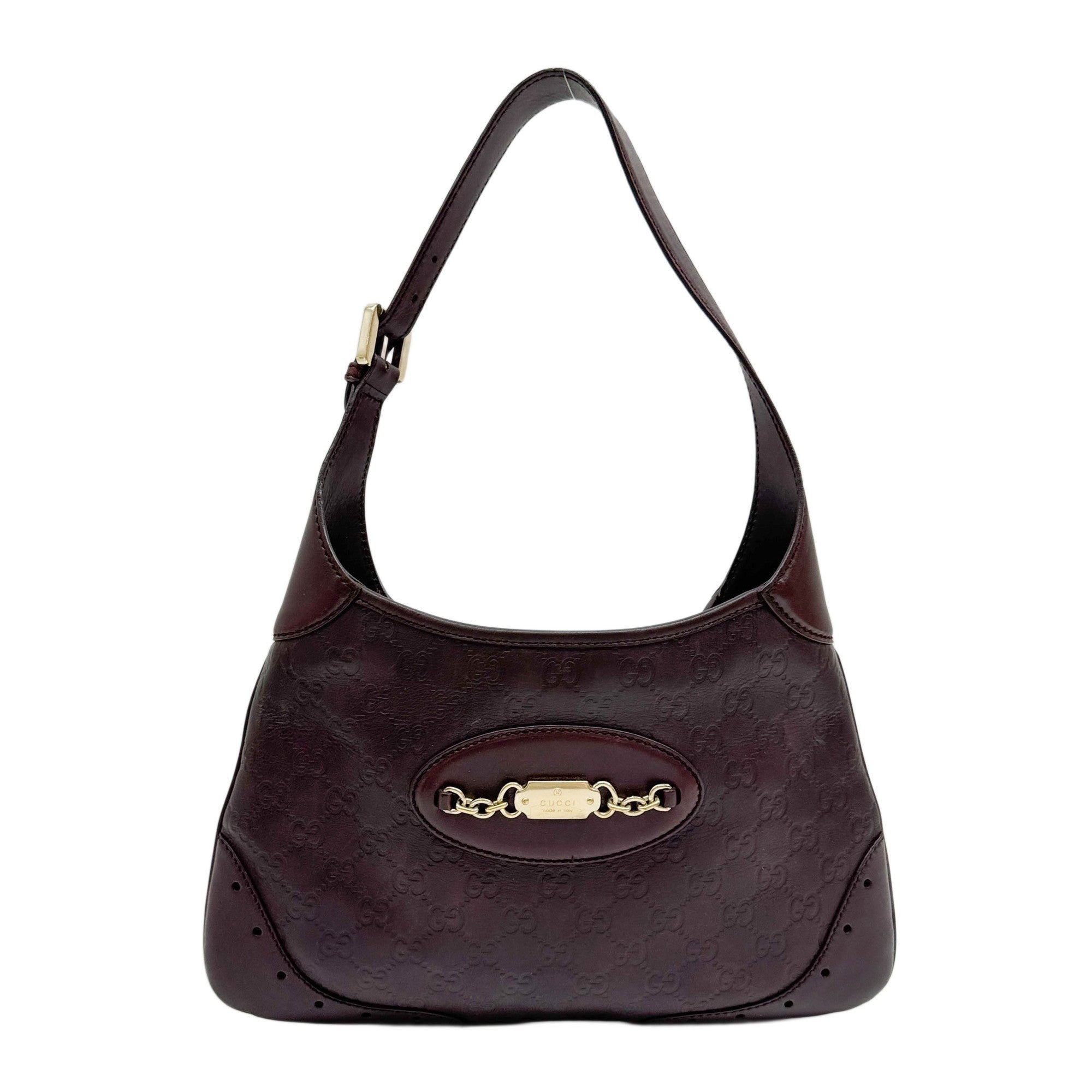 Guccissima Punch Hobo Brown Monogram Leather Shoulder Bag