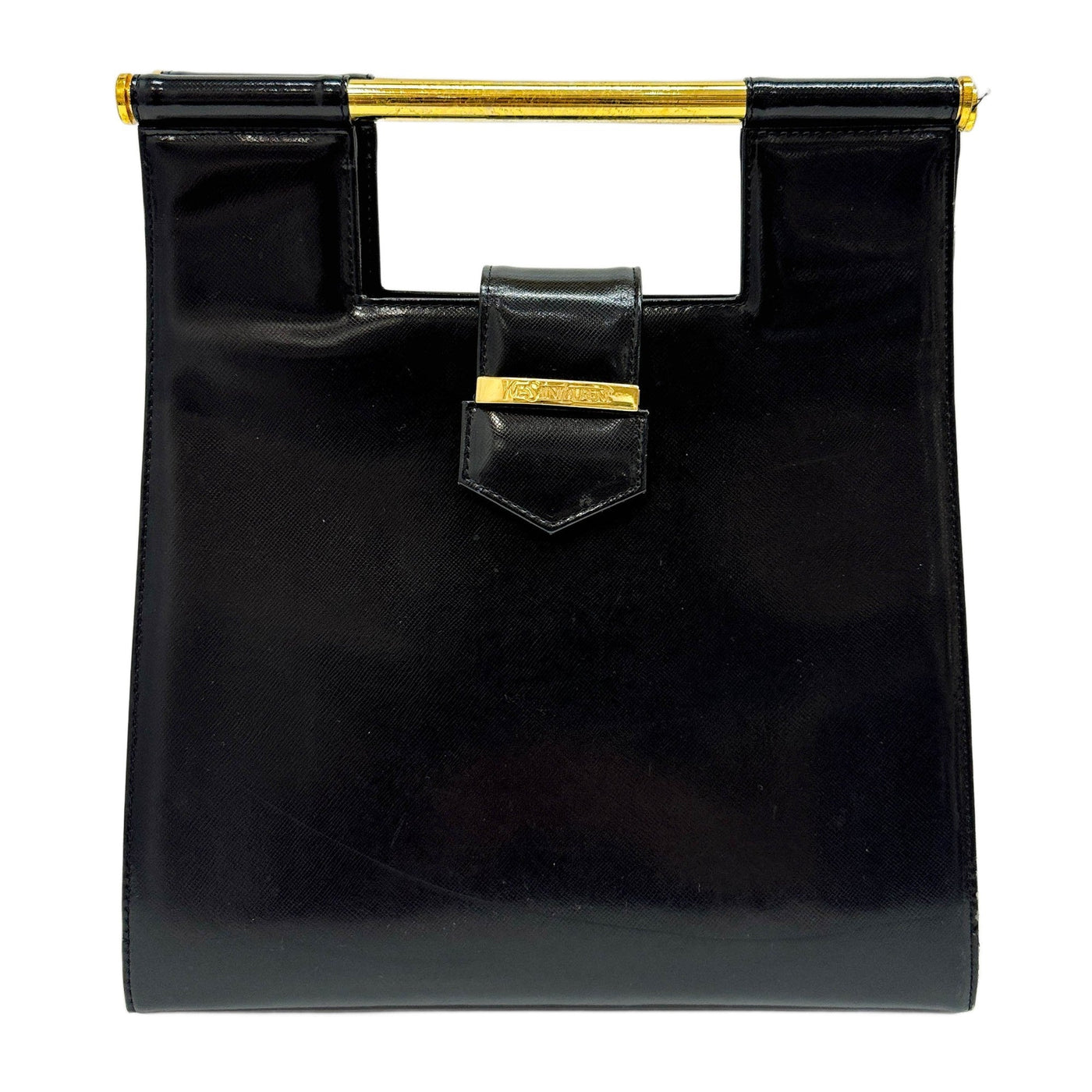 Gold Hardware Black Leather Hand Bag