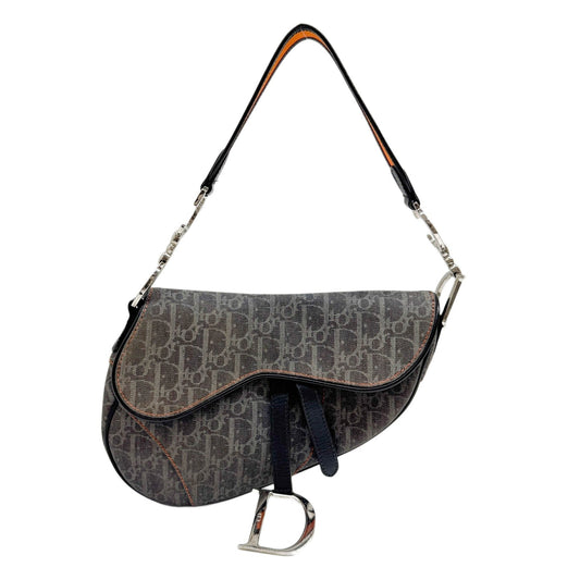 Saddle Navy Blue Trotter with Orange trim Canvas Shoulder Bag
