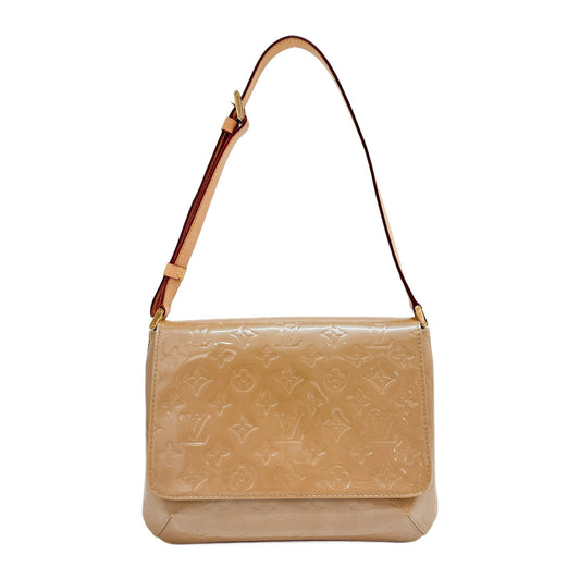 Vernis Thompson  Beige Monogram Leather Shoulder Bag