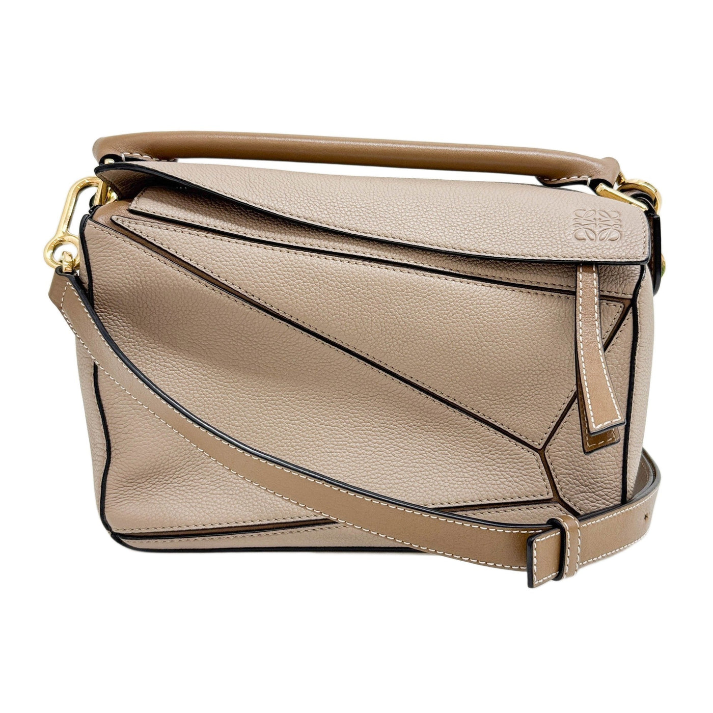 Puzzle Brown Leather Two Way Bag