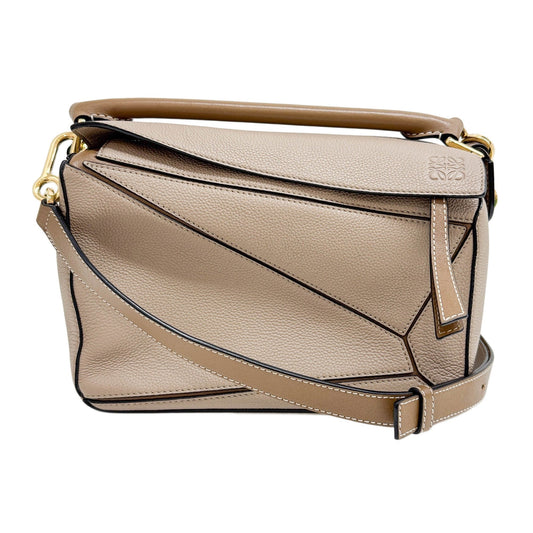 Puzzle Brown Leather Two Way Bag