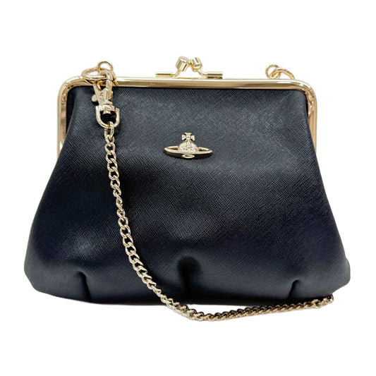 Granny Frame Black Leather Crossbody Bag