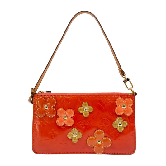 Vernis Flower Orange Monogram Pochette Bag